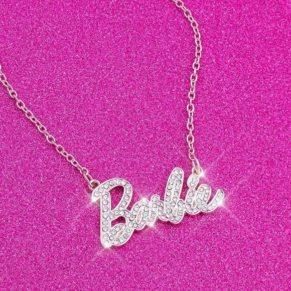 NEW Sparkling Bling Swarovski Crystal Rhinestone Barbie Logo Necklace +G… - Picture 8 of 15